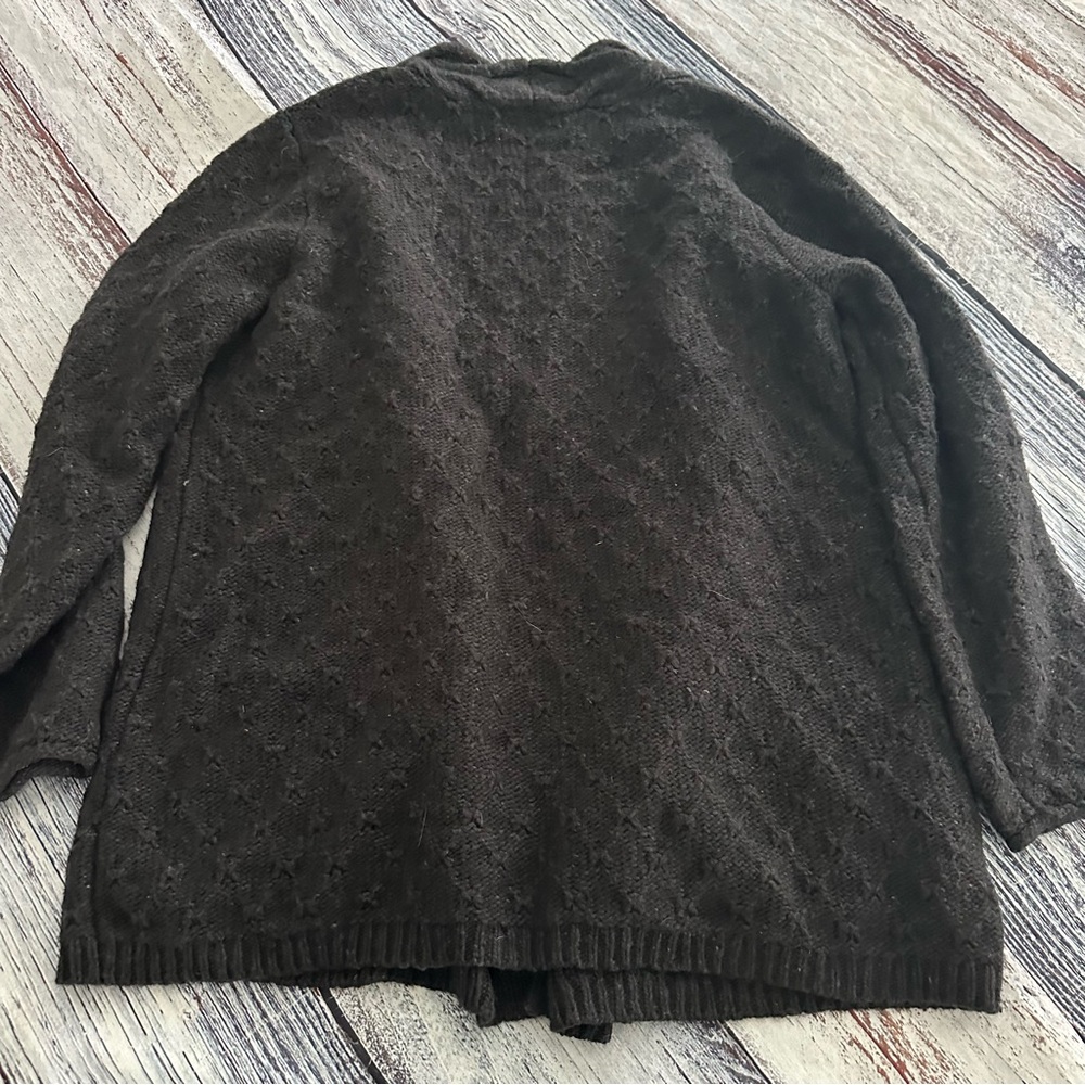 Eddie Bauer Wool Blend Cable Knit Open Cardigan In Charcoal Gray - Picture 3 of 7